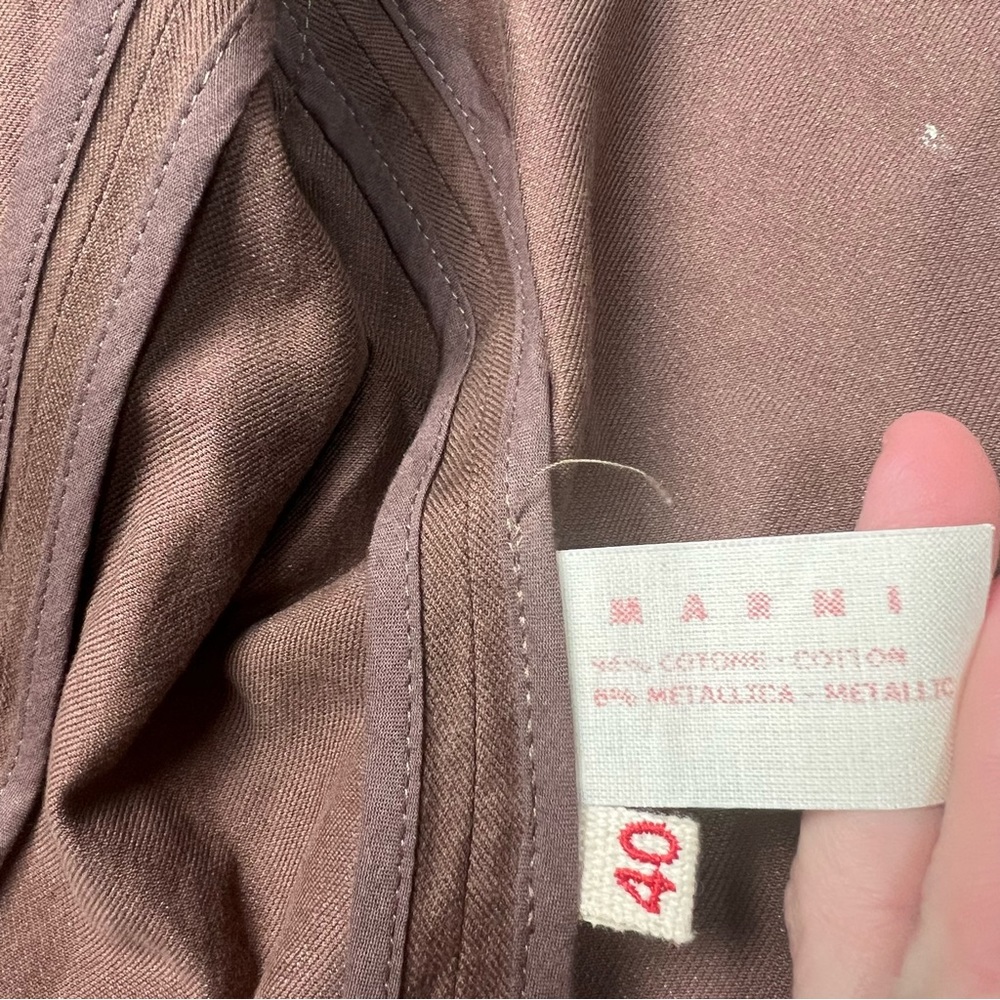 Marni jacket Womens 40 Size 4 Brown Tie Front Blazer Cotton Metallic Italy - Picture 8 of 10